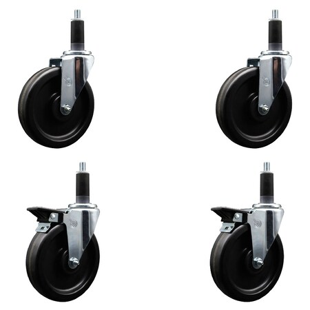 Service Caster 6'' Phenolic Wheel Swivel 1-1/8'' Expand Stem Caster Set 2 Brakes, 4PK SCC-EX20S615-PHS-2-PLB-2-118